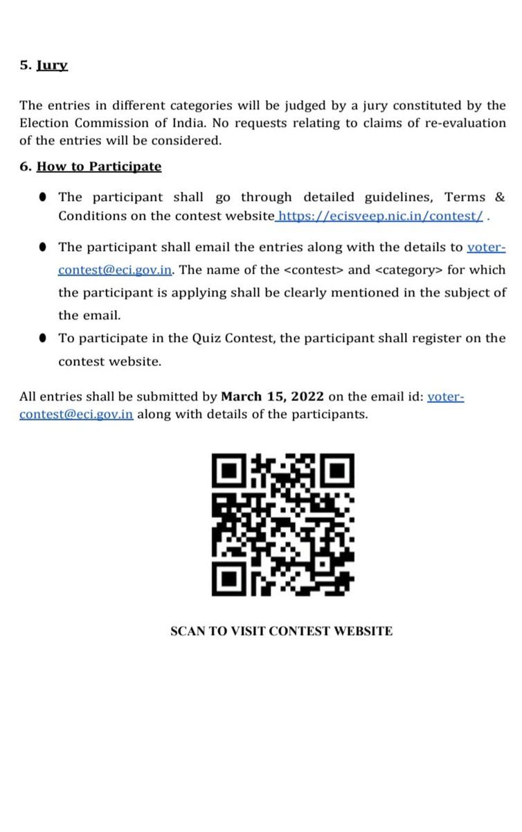 CeodelhiOffice's tweet photo. Voter Awareness Contest by Election Commission of India - Open for All ( Last Date: 15 March'2022)
@ceodelhioffice #eci
#voterawareness #votercontest #myvoteismyfuture #song #quiz #poster #video #slogan #chalovoterbanehum #novotertobeleftbehind #ecisveepvotercontest https://t.co/GJO9ihuaxI