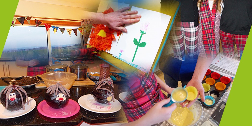AsprisScotland's tweet photo. We had lots of fun recently celebrating Burns Night across our children’s homes.

Dressed in tartan, our staff and young people enjoyed baking and reading poems from Robert Burns. A traditional supper of haggis, neeps and tatties was enjoyed by all.

#KeepThePromise #Care #SEN https://t.co/3xC9TpKXwS