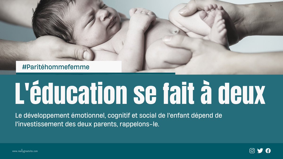 PARITÉ
L'investissement des deux parents est requis afin d'assurer le bon développement émotionnel, social et cognitif de l'enfant. 

#parents #egalite #Parite