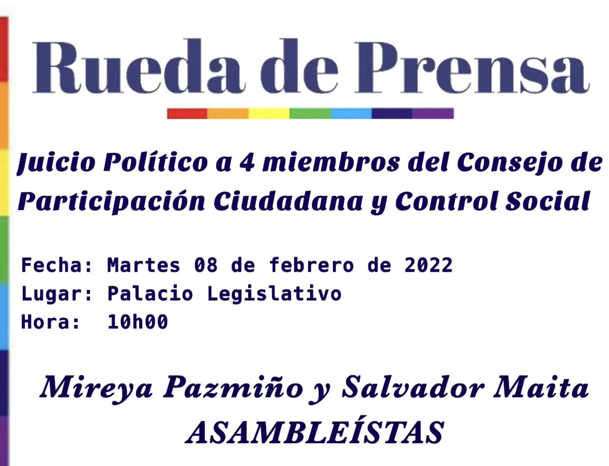 mireyapazminoa's tweet photo. El @CpccsEc no puede convertirse en una institución para devolver favores políticos. Lo anunciamos antes; fiscalizaremos el proceder de 4 de sus miembros. Mañana 10h00 expondremos junto a @Salvadormz lo que está pasando dentro del concurso para escoger al nuevo contralor. https://t.co/vLuUVReVUD