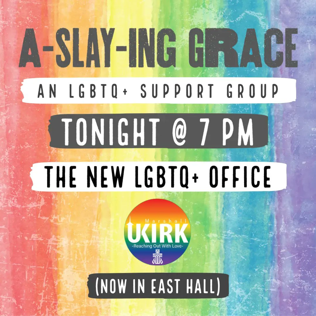 marshallukirk's tweet photo. Hey Y'all! a-SLAY-ing Grace is BACK tonight at 7 pm in the NEW LGBTQ+ Office (upstairs, East Hall)!!! We really can't wait to see you!!!! ⠀
@marshallu @MarshallU_LGBTQ @MUSGA @MarshallUPres @mu_caas @tvp_mu https://t.co/Gh2gsNPq21