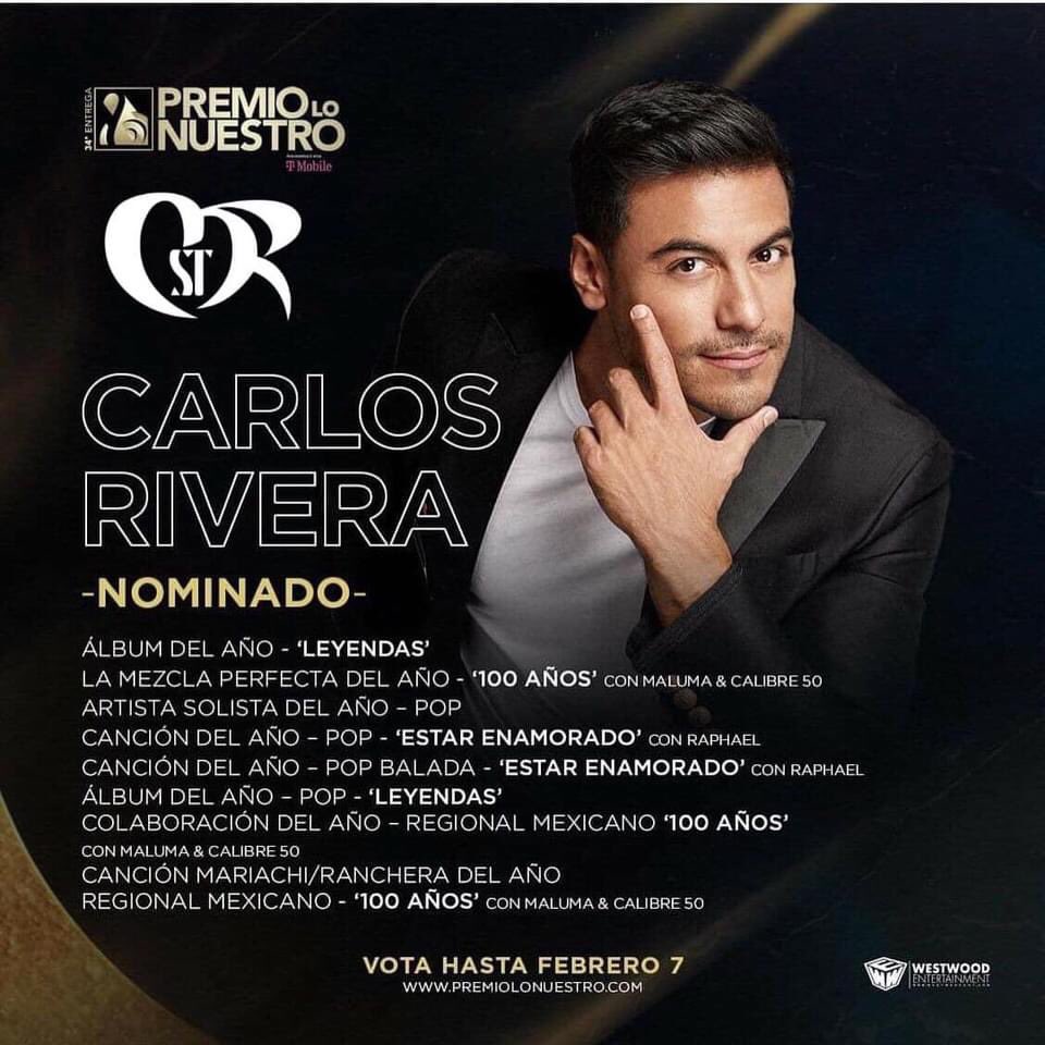 ClubSoloTu's tweet photo. HOY! es el último día para votar en PREMIO LO NUESTRO por @_CarlosRivera , en 8 categorías ingresando un código postal de alguna ciudad de 🇺🇸 o 🇵🇷 

Ingresa a el enlace para votar ⬇️

 https://t.co/njLHC6KQ6b 

⚠️Deben validar su email 
-California 90011 
-Miami: 33101
-NY: 10001 https://t.co/Gd0MajVxQE