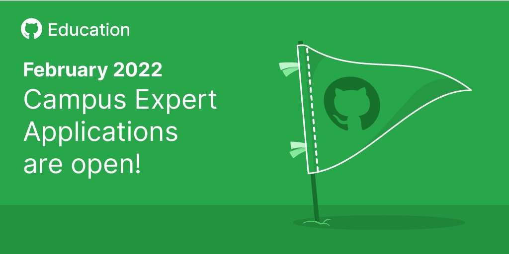 GitHubEducation's tweet photo. 📣Applications to the GitHub Campus Experts program just OPENED 🟢. 

Grab your GitHub Student Developer Pack and become part of the next generation of Campus Experts. 

🔗: https://t.co/9DMmR5Gg1J https://t.co/UFulESTfd6