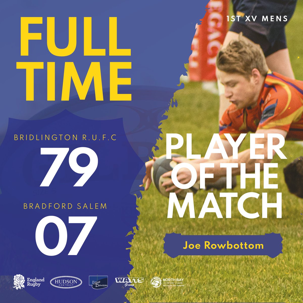 BridlingtonRUFC's tweet photo. Two wins from the last two games 🙌

⭐ MOTM - Joe Rowbottom ⭐ 
Joe constantly made inroads in the opponent's defence with some great carries putting us on the front foot. His work at the breakdown also helped to build a platform for the backs to attack.

#BRUFC 💪 https://t.co/jAbwkd3quY