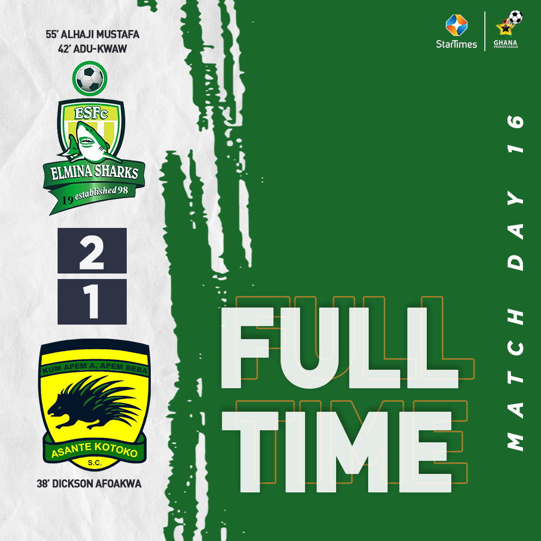 startimesghana's tweet photo. 𝗙𝗨𝗟𝗟 𝗧𝗜𝗠𝗘!
@ElminaSharks 2 : 1 @AsanteKotoko_SC
Catch more GPL action on ST Adepa Channel 247 & StarTimes ON App 📲https://t.co/rZyMN2zAch
#GPL #StarTimes #GPLonStarTimes #Ghana #BringBackTheLove #GPLWK16 #ElminaSharks #Kotoko https://t.co/6i2X4sUmyT