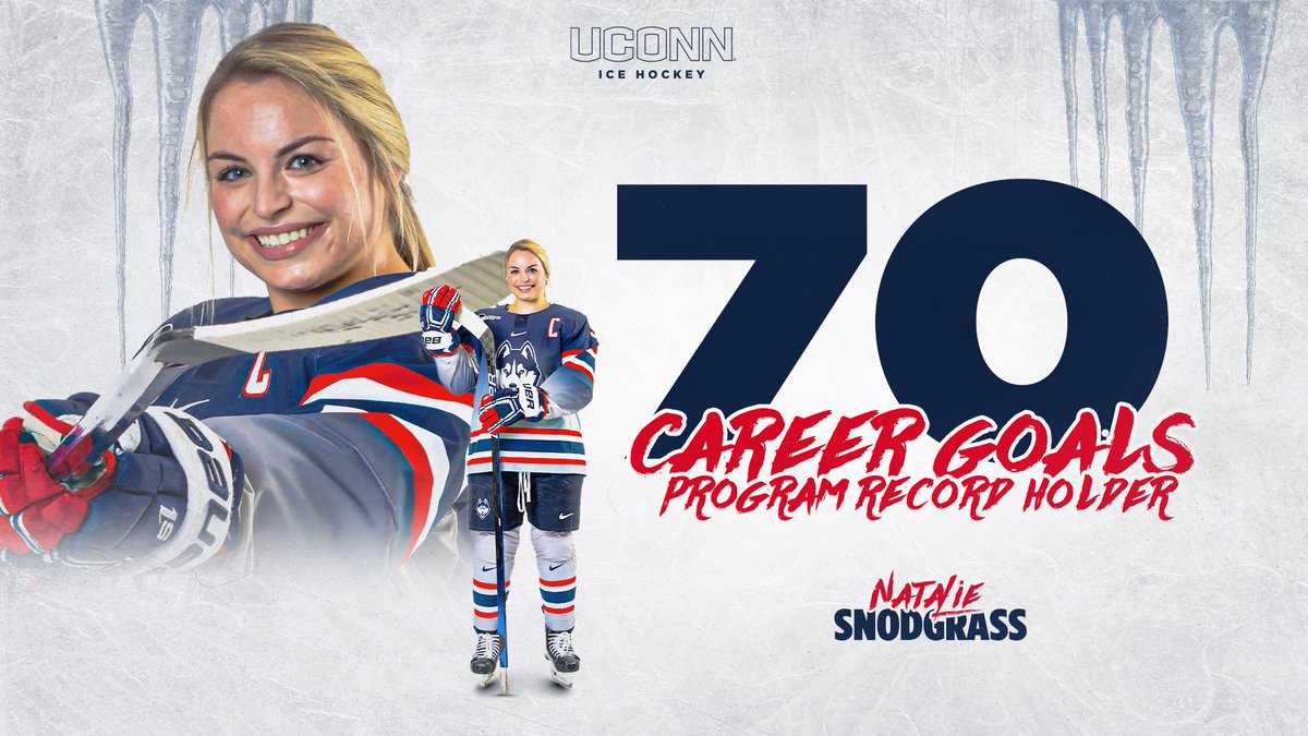 UConnWHOC's tweet photo. ❗️NEW RECORD HOLDER❗️

With her 2 goals against UNH Saturday, Natalie Snodgrass now has the most goals in program history‼️ A HUGE congrats to her on this incredible achievement, we couldn’t be more proud! 🎉 And she isn’t done yet! https://t.co/1Gxc3Izc4o