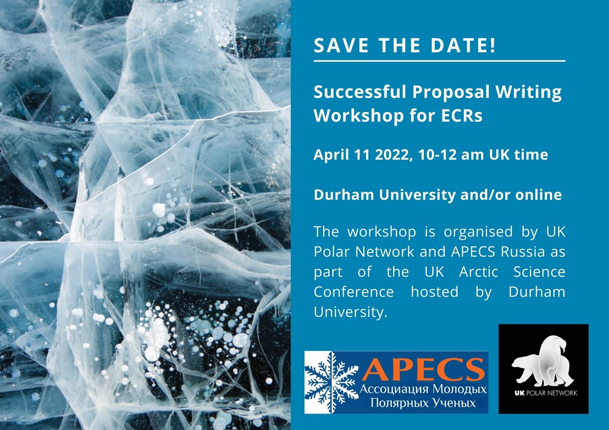 UKPolarNetwork's tweet photo. 📢Save the date! We are hosting a free workshop on successful proposal writing with our friends at @ApecsRussia 🎉 Join us April 11 10-12 UK time to sharpen your skills! https://t.co/Qvp6Kj2950