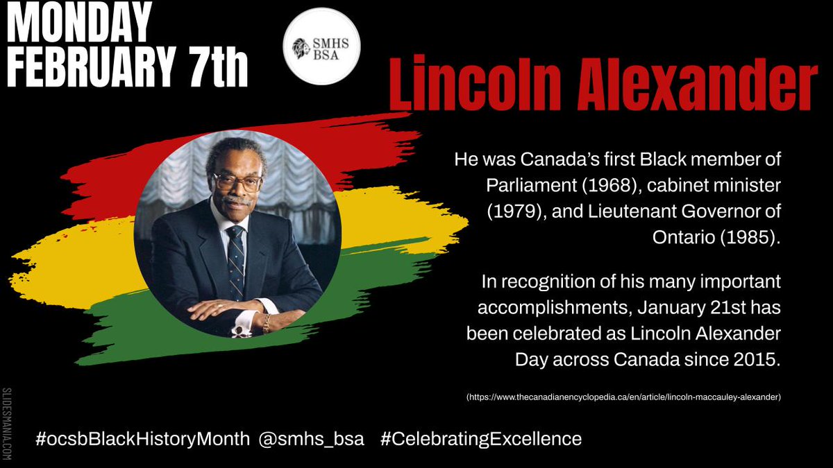 Today's <a href="/StMarkOCSB/">St. Mark High School</a> celebrates the excellence and legacy of Lincoln Alexander #ocsbBlackHistoryMonth