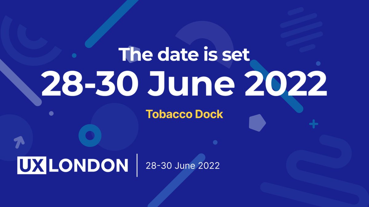 📢The date is set. And this year we're pulling out all the stops... We'll be at London's trendy @TobaccoDockLon 28-30 June for a three-day celebration of all things digital design & UX- We're just a little bit excited about it! #UXLondon bit.ly/3ry12aE