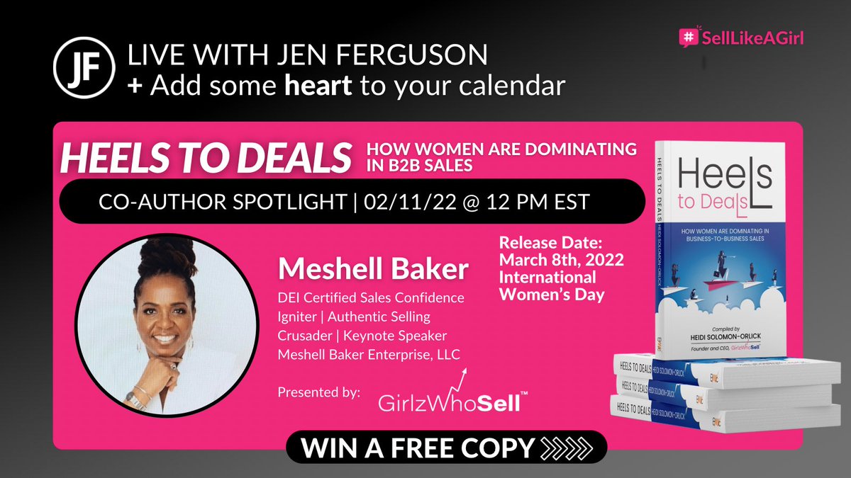 Joining me live on Friday, @MeshellRBaker to talk about #heelstodeals and confidence. @GirlzWhoSell #SellLikeAGirl