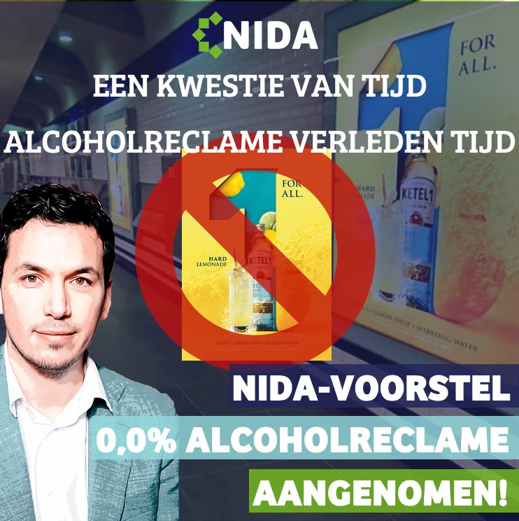 YES GELUKT!!! 🙌🙏 

Met de tijd wordt alcoholreclame verleden tijd.

Jenever dat letterlijk wordt gepromoot als 'limonade' 'for all'...😨... in de metro, de bushalte, bij scholen!  😱

#raad010 steunt het initiatiefvoorstel van NIDA om dit te stoppen ✋👊💚

Meer info volgt.