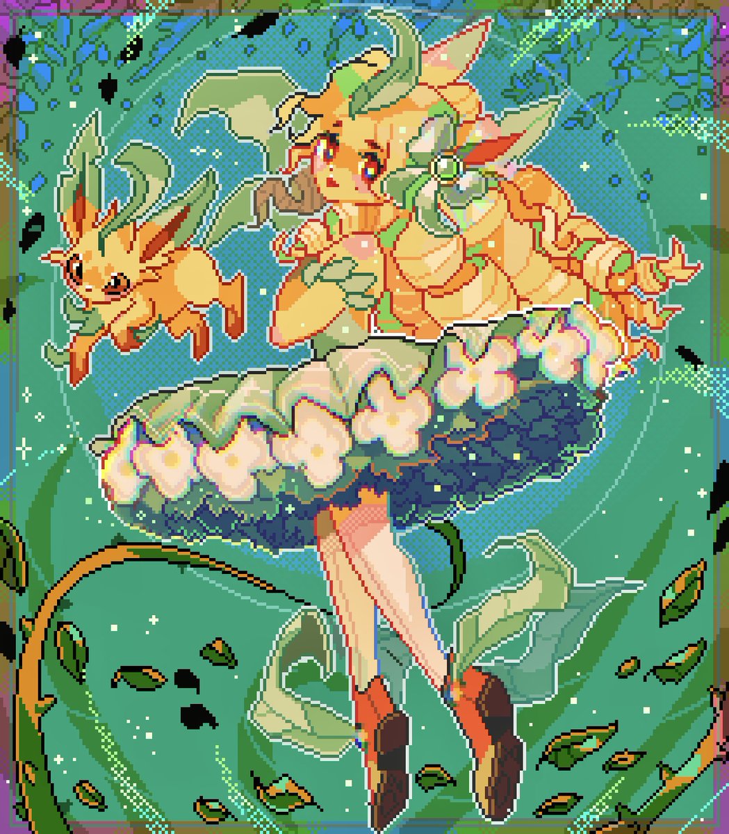 ✨ My magical girl eevee series so far - espeon, umbreon, glaceon and leafeon!