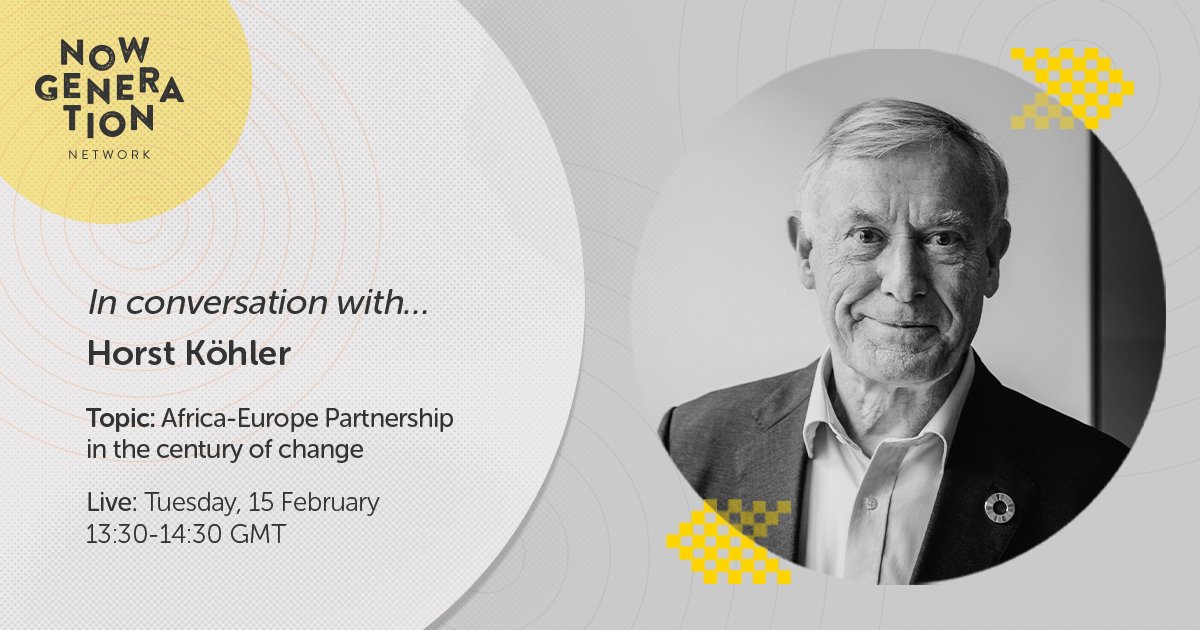 At our next #InConversationWith webinar, #IbrahimPrize Committee Member &amp; Former German President, Horst Köhler, &amp; our #NowGeneration Network members will discuss the future of the Africa-Europe partnership. 

Register now  👇🏿
mif.live/ngn/conversati… #climate #energy #migration