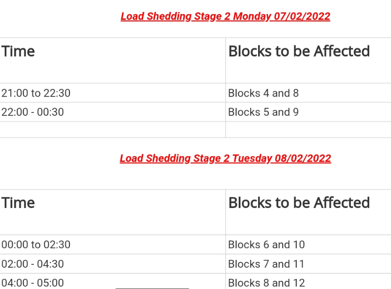 CityPowerJhb's tweet photo. LOADSHEDDING ALERT⚠️

#Loadshedding stage 2 will be implemented from 21:00 tonight until 05:00 on Tuesday.

City Power customers are urged to check @CityPowerJhb for regular updates.

Kindly note that extra 30 minutes is added to allow for restoration process to take place. ^DR https://t.co/rgy4mMXn8J