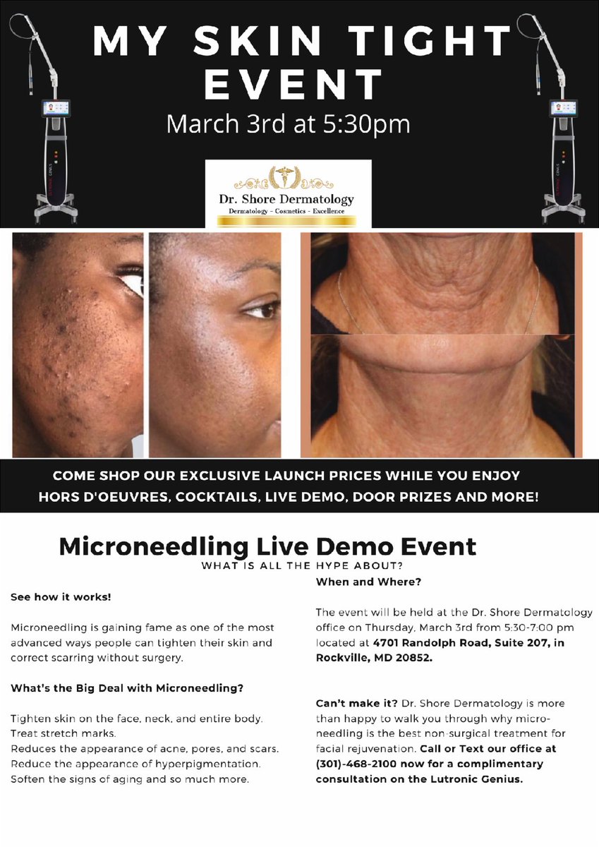 DrShoreYourSkin's tweet photo. We are launching a New Machine in our office @DrShoreDermatology called "The Genuis" by @Lutronic. Join us in person or virtually for the can't miss event on March 3rd at 5:30 pm
#genius #lutronic #skintight #acnescar #skinlaxity #firmup #gettight

https://t.co/96Z7nP7Jcx https://t.co/oGquIMJMqC