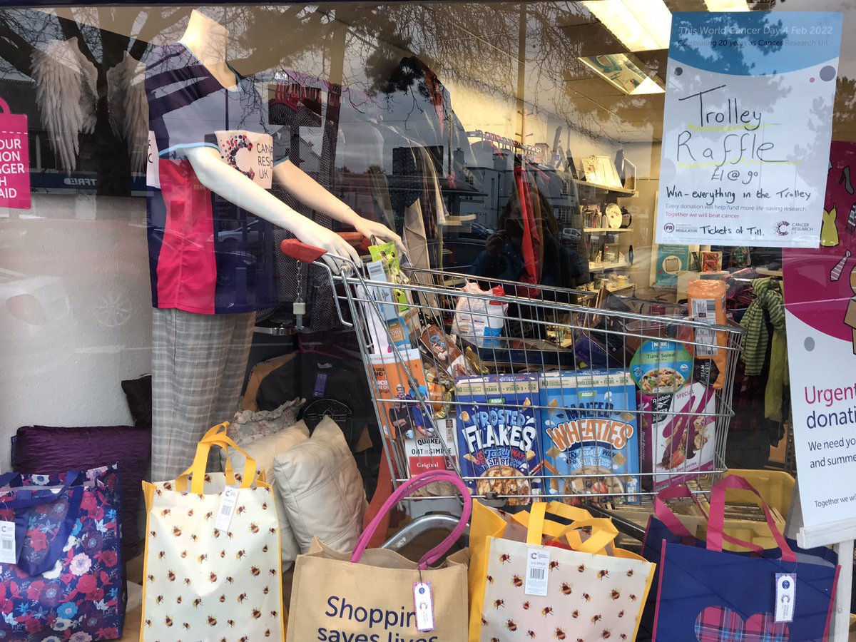 CrukDerbyAlvs's tweet photo. This week it’s your chance to win a lovely trolley full of shopping all in aid of #WorldCancerDay. £1 will buy you 5 tickets. Pop in store now. Tickets are on sale this week and the winner will be drawn on Saturday 12th Feb. Good luck . https://t.co/KBnRYNOFMj