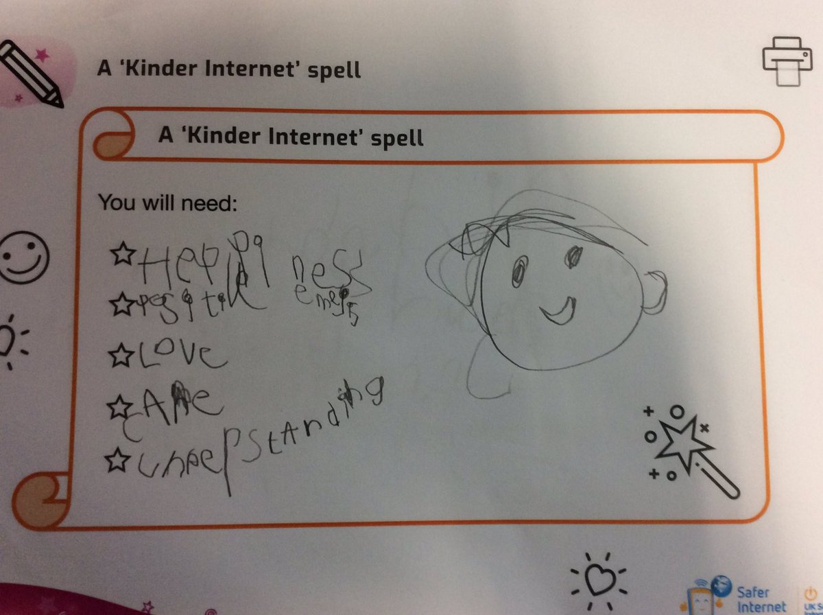 SJVEYFS's tweet photo. To mark #SaferInternetDay Reception have created Kinder Internet Spells. We talked about what we need to be kind and what we should include in our spells. Some children then drew potion bottles and labelled them. Look at this fantastic writing! @sjohnvianney #PlayYourPart https://t.co/3UAtBFoJ6i