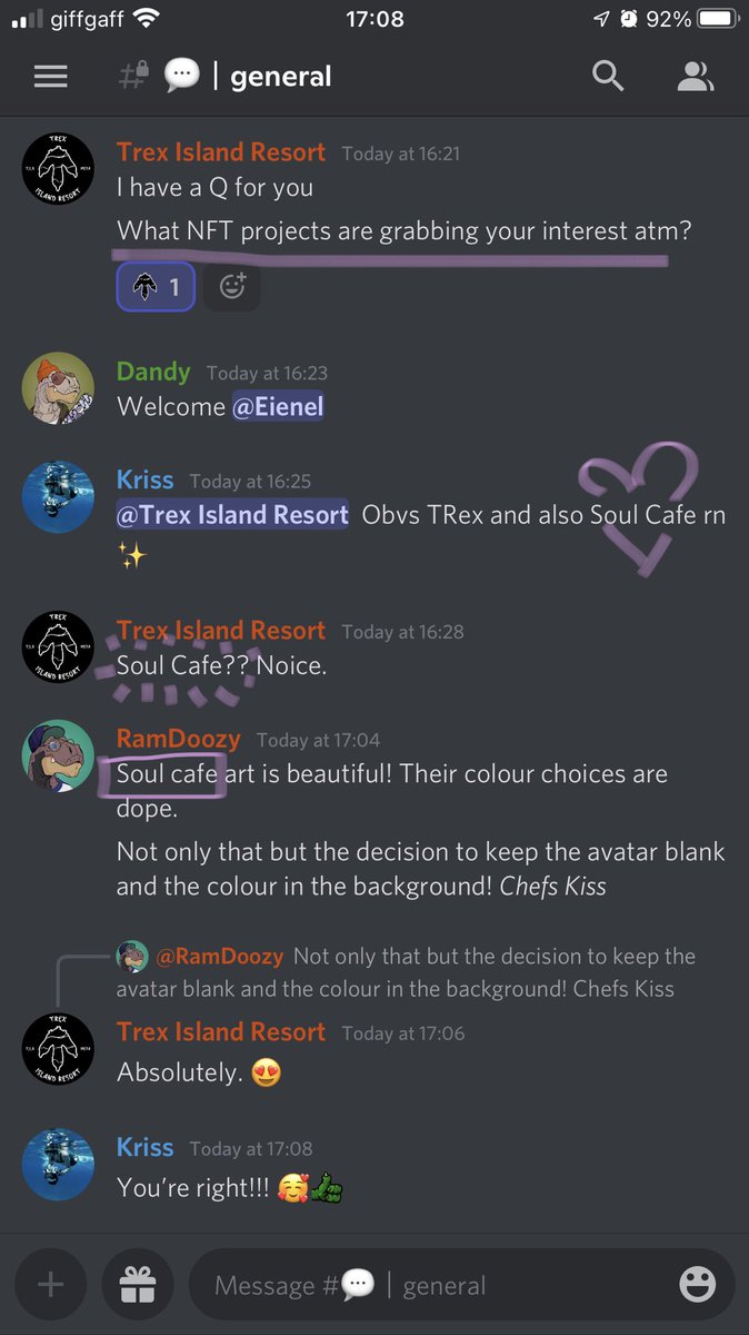 Some positive vibes for <a href="/soulcafenft/">Soul Cafe ☕️</a> going on in <a href="/TrexIsland/">TRex Island Resort NFT | MINTING</a> ‘s discord server 🖤🖤