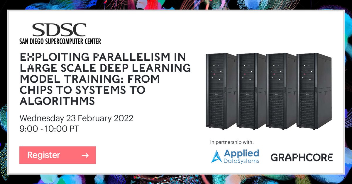 graphcoreai's tweet photo. Hyperscale #AI systems are increasingly being used to solve complex problems ranging from #NLP to molecular modelling.

Learn how @graphcoreai trains large models at scale thanks to their unique IPU hardware at the @SDSC_UCSD Technology Forum: https://t.co/AtZZu7SxFm 

@ADS_Poway https://t.co/gSnfrugMfl