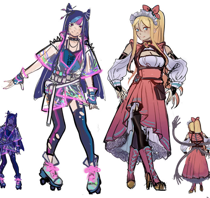 Antropix__'s tweet image. Ultimate Maid Miu Iruma and Ultimate Artist Ibuki Mioda for @jumbled_a 💜💙(≧▽≦)

Poster , bookmark and some early sketches ~
#danganronpa