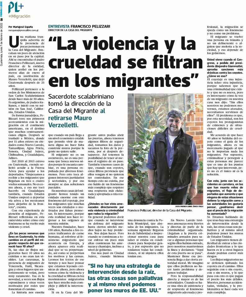 mespana_pl's tweet photo. Francisco Pellizzari es el nuevo director de #CasadelMigrante. Durante los últimos 15 años estuvo en las casas del migrante de la frontera norte de México. Para leer la entrevista completa pueden entrar a este link https://t.co/0VDQZASVMZ 
@prensa_libre https://t.co/GWHTX1kfmh