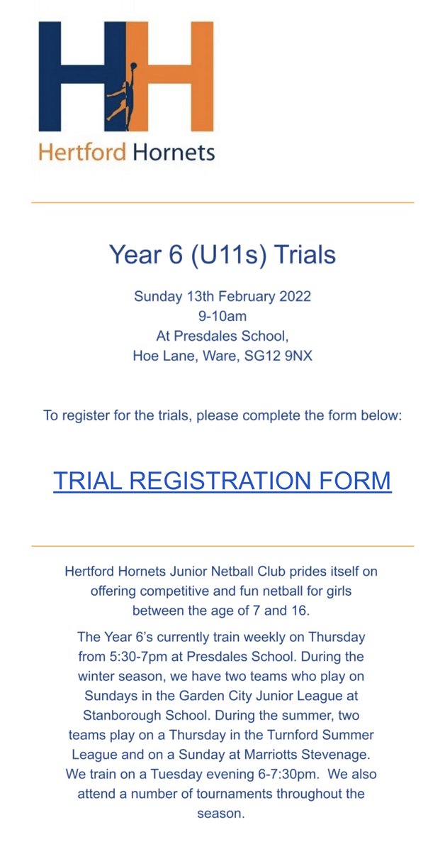HornetsJuniors's tweet photo. TRIALS!!! Calling all Year 8 &amp; Year 6 players looking to join a fantastic club!! Go to our website https://t.co/KFEmjrZQAl or email hertfordhornetsjuniors@gmail.com https://t.co/ijWcr87TI3