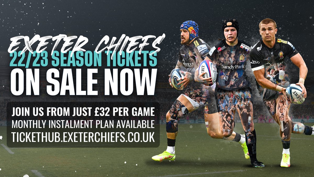 𝙎𝙀𝘼𝙎𝙊𝙉 𝙏𝙄𝘾𝙆𝙀𝙏𝙎 2022/23 𝙉𝙊𝙒 𝙊𝙉 𝙎𝘼𝙇𝙀

Don't miss a minute of action involving the <a href="/ExeterChiefs/">Exeter Chiefs</a> in 2022/23.

New for next season, all @exechiefswomen regular season games added to the Season Ticket

A host of other benefits available 

bit.ly/3gqLGOR