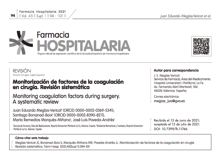 GrupoPKgen_SEFH's tweet photo. 👉👉Hoy revisamos el artículo publicado en el monográfico de @farm_hosp ⤵️
"Monitorización de factores de la #coagulación en cirugía. Revisión sistemática"
#farmacocinetica #hemofilia #popPK #personalizacion
https://t.co/WIMxAgjfZy
Sigue 🧵👇 https://t.co/OLLE5Dd2x7