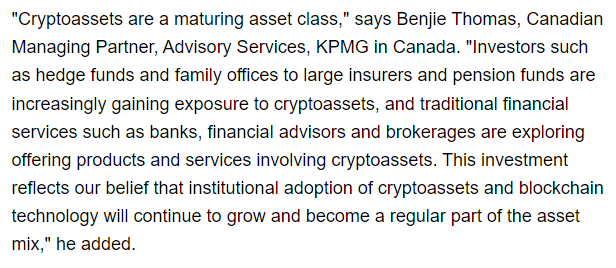 LynAldenContact's tweet photo. KPMG in Canada (a member of one of the Big Four accounting firms) today announced that it added BTC and ETH to its corporate treasury.
https://t.co/evxMMDOxVt https://t.co/v7v2tW1LQn