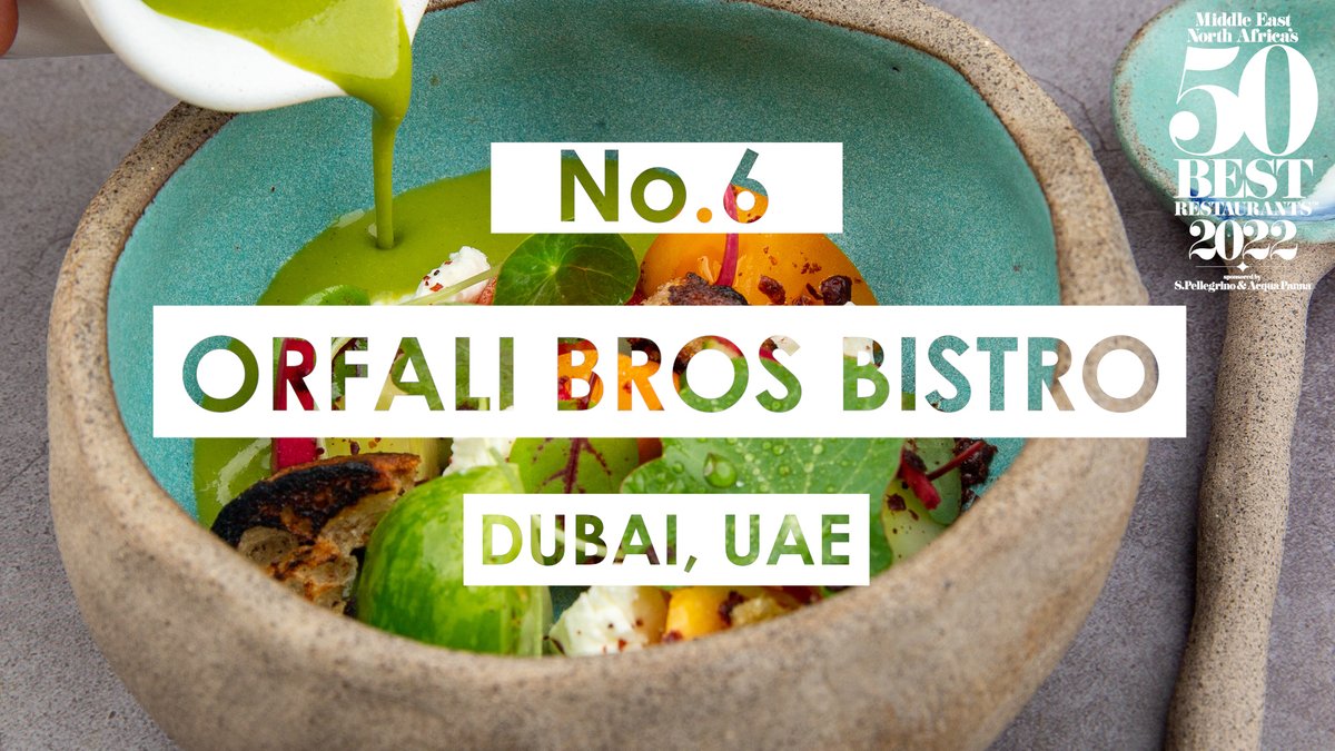 No.6 is Orfali Bros Bistro in #Dubai, #UAE. At this neighbourhood eatery every dish tells a story. #MENAs50Best <a href="/cheforfali/">Mohamad Orfali</a>