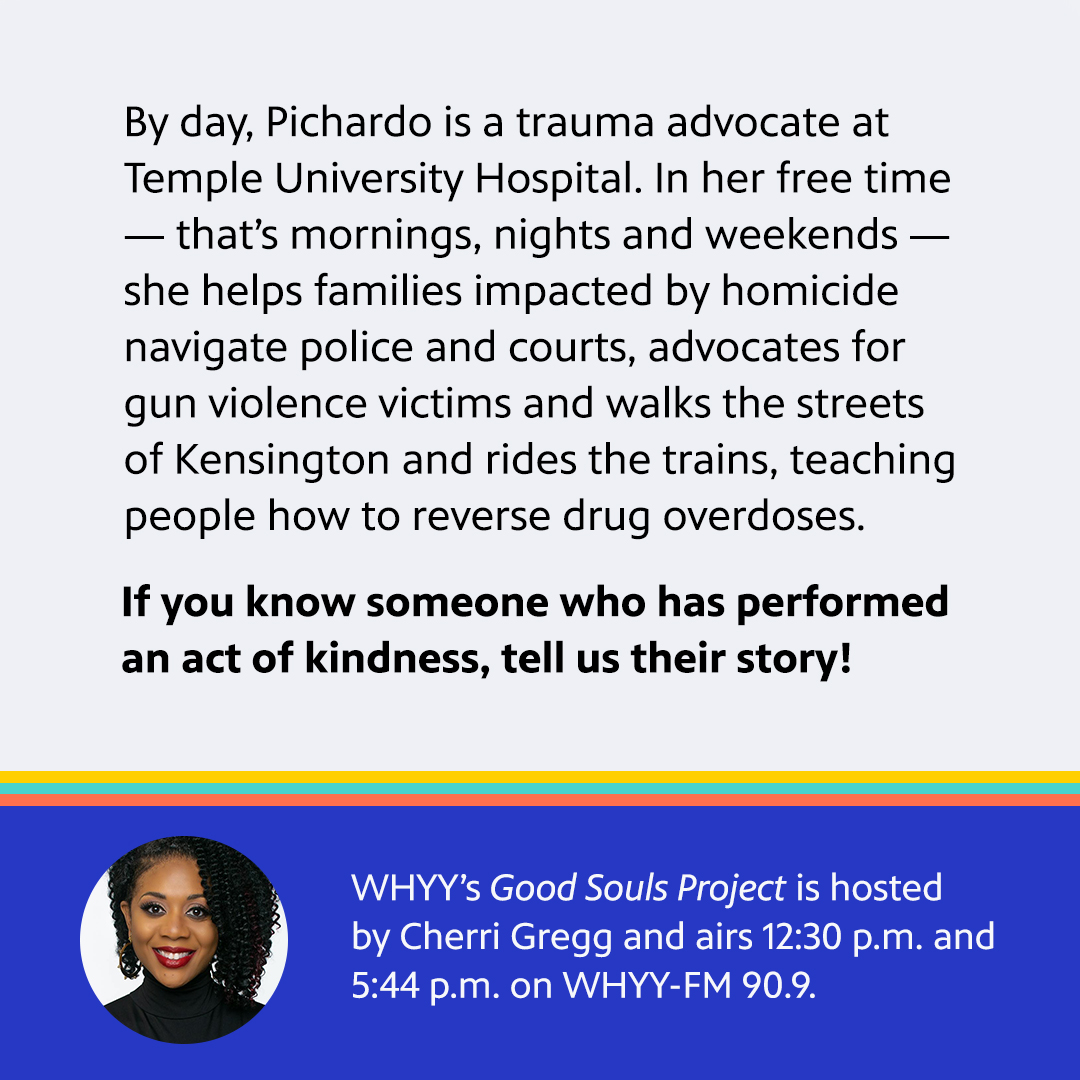 whyy's tweet photo. The Good Souls Project was developed to recognize people from the region making significant positive contributions to their neighborhood and community through their time, action, talent and dedication.
This week, @cherrigregg honors Rosalind Pichardo 🏆 https://t.co/GPMwTvsvPc
