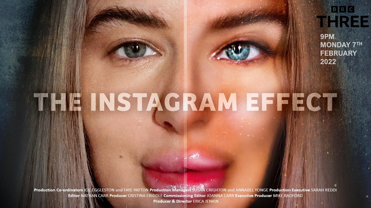 BBCNewsPR's tweet photo. What is the real impact of Instagram on society?

#TheInstagramEffect hears from the very people it's affected, as well as former Instagram and Facebook employees.

Tonight at 9pm on @bbcthree 🤳 https://t.co/cda9BYUMyK