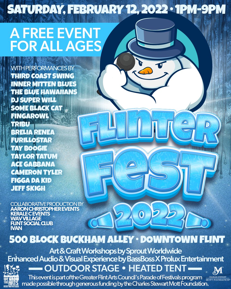 ShopFloorFlint's tweet photo. FLINTer FEST 2022 will be a unique alley activation transformed for a great family friendly winter experience on 2/12/22 in Buckham Alley, Downtown Flint!! https://t.co/0XMo4L0kUk