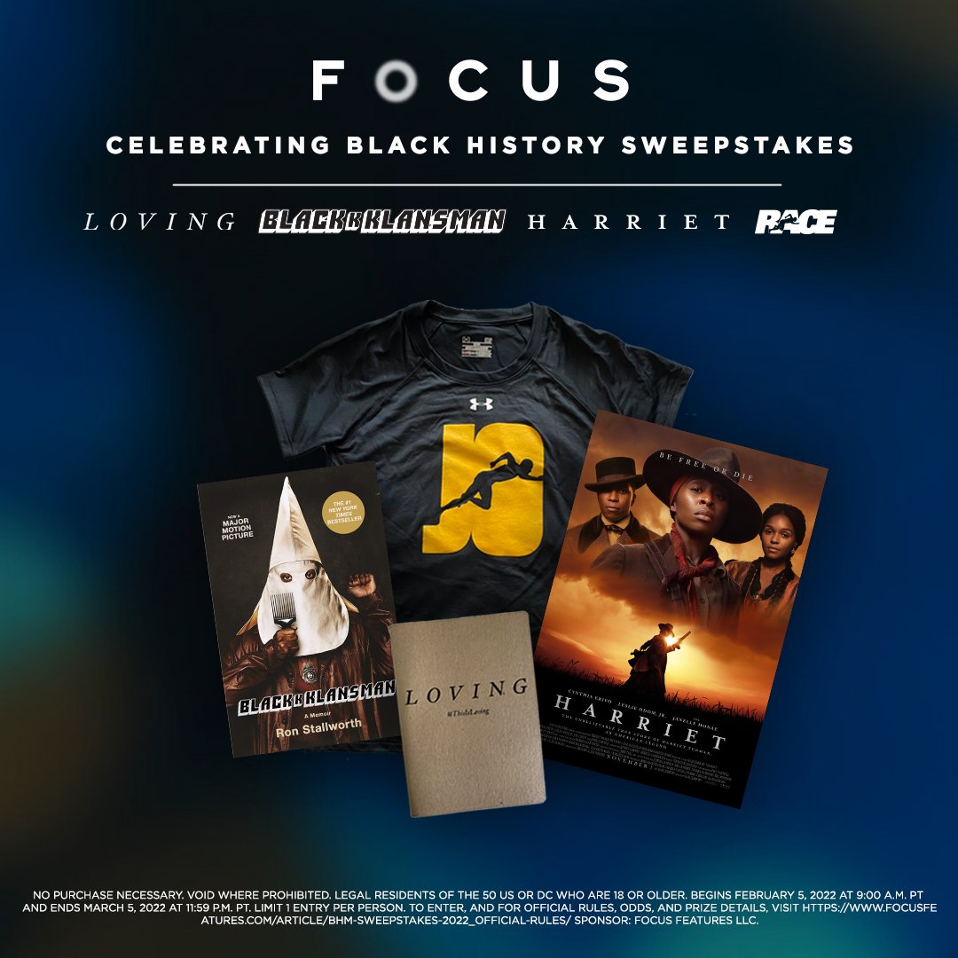 Celebrate the importance of Black stories with this exclusive bundle featuring @BlacKkKlansman, @HarrietFilm, @lovingthefilm, and #Race. To Enter: Follow @FocusFeatures, like the post, and tag a friend in the comments #BlackHistoryMonth