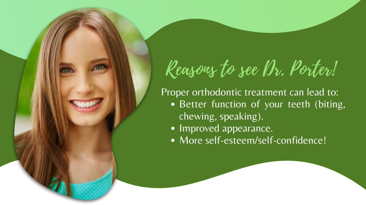 Porter_Ortho's tweet image. Proper orthodontic treatment can lead to:
🦷Better function of your teeth (biting, chewing, speaking)
🦷 Improved appearance
🦷More self-esteem/self-confidence
porterbraces.com/why-do-i-need-…

#orthodontist #smileexpert #smilechange