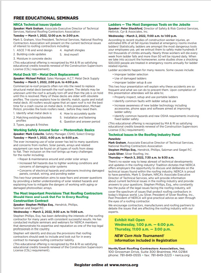 NERCA will be offering Continuing Educational Credits at the Annual Convention &amp; Trade Show! Don't miss out on these courses and other educational seminars! REGISTER HERE: conta.cc/34BSHK0
