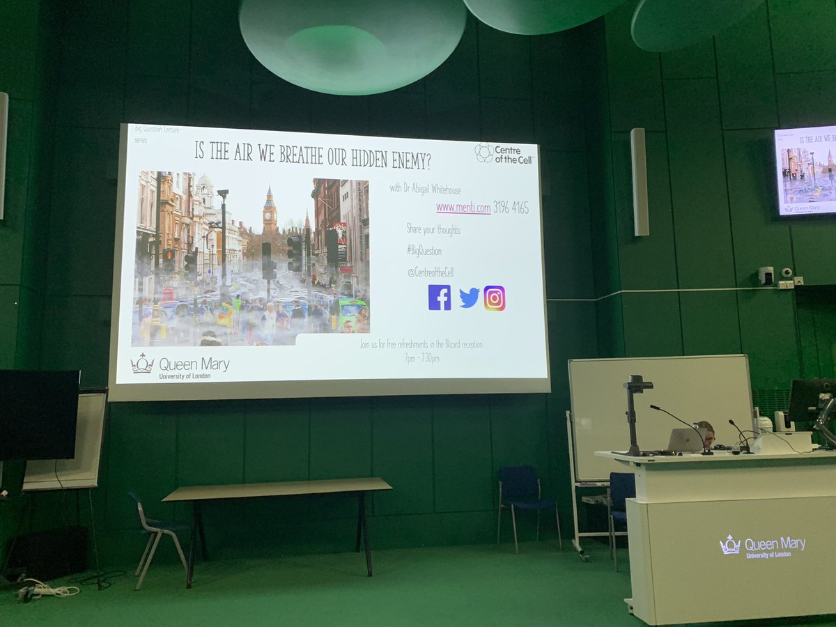 C_Ravinet's tweet photo. Looking forward to the #BigQuestion Lecture about to start at @CentreoftheCell Is the air we breathe our hidden enemy? https://t.co/55CzlBzNOM