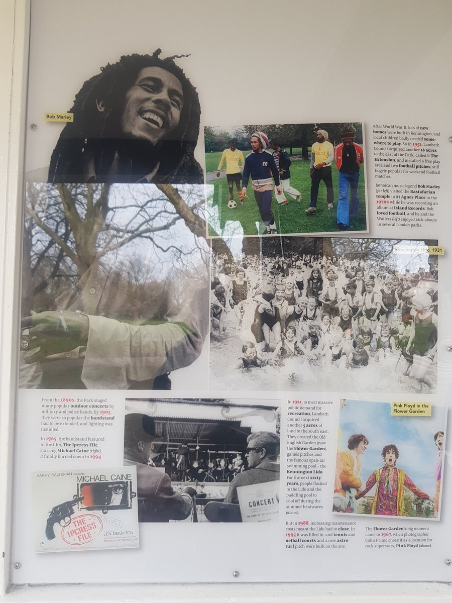ElephantCafeUK's tweet photo. Went to have a tooth out today at Kennington dentist and on way back home mosied over to find History Hut, it's wonderful.
Glad to see fave photo of #BobMarley + Wailers strolling thro the park.
#Chartists #MarySeacole #WilliamCuffay https://t.co/AwCFLLD5W2