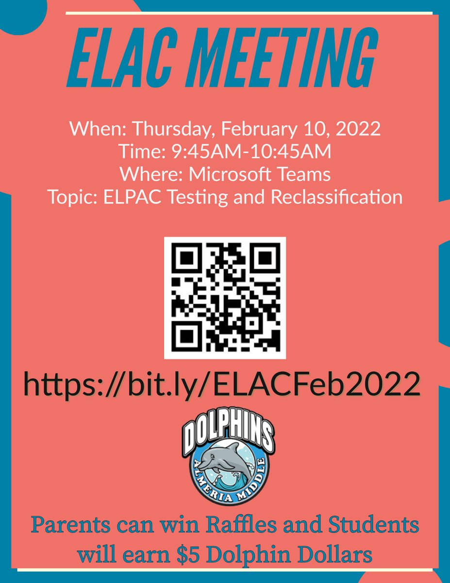 FUSD_AlmeriaMS's tweet photo. Please join us on Thursday, February 10th @945AM for our ELAC Meeting.  https://t.co/I7Rqyjtcmo https://t.co/JrYPxusrfZ