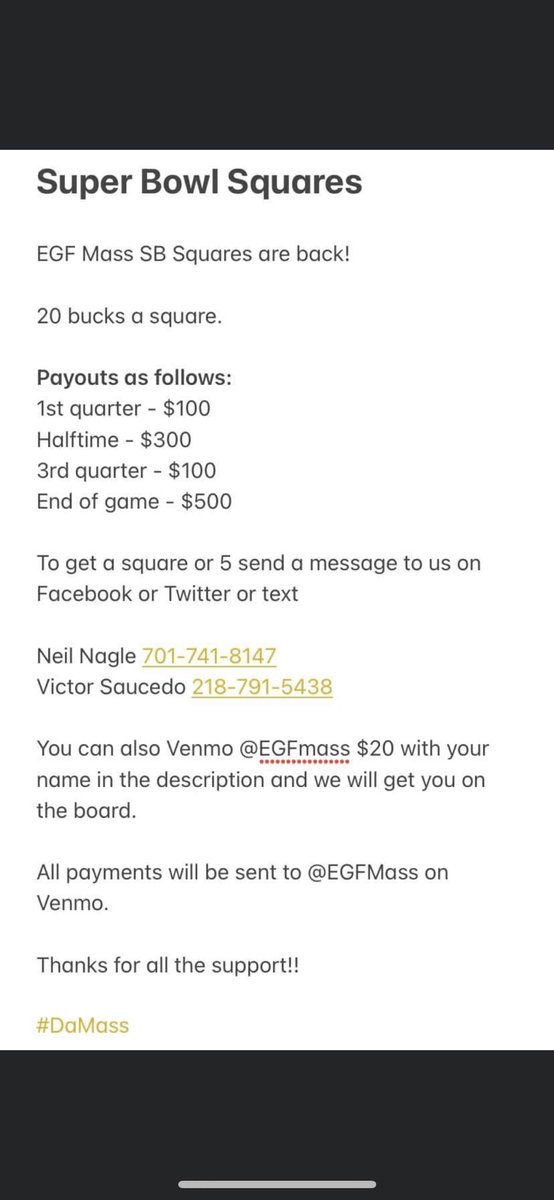 Squares are filling up! Get em while they’re hot!