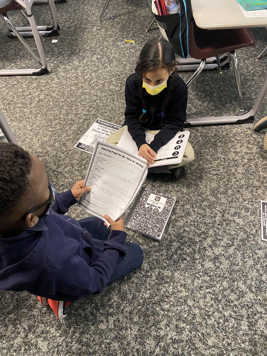 MsBTeaches3's tweet photo. The Spartans did a great job conferencing about their How-To writing pieces today!  They were able to give and receive some really great feedback. https://t.co/OnDxv6IOgK