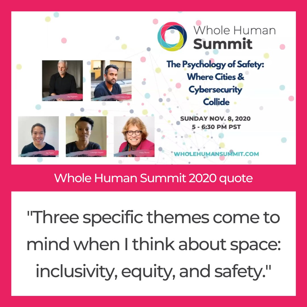 "Three specific themes come to mind when I think about space: inclusivity, equity, and safety."

This Whole Human Summit quote from 2020 is just a snippet of some of the insights shared. Stay tuned for more quotes!