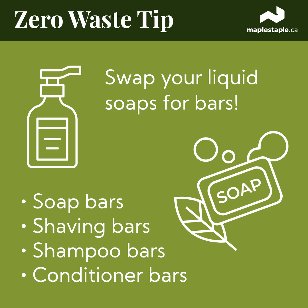 MapleStapleCA's tweet photo. Zero Waste Tip: Switch from liquid soaps to bar soaps.

We offer a selection of locally made soap bars and shampoo bars from Island Essentials. https://t.co/PJguWhHVa2 https://t.co/mG6a0d4clD
