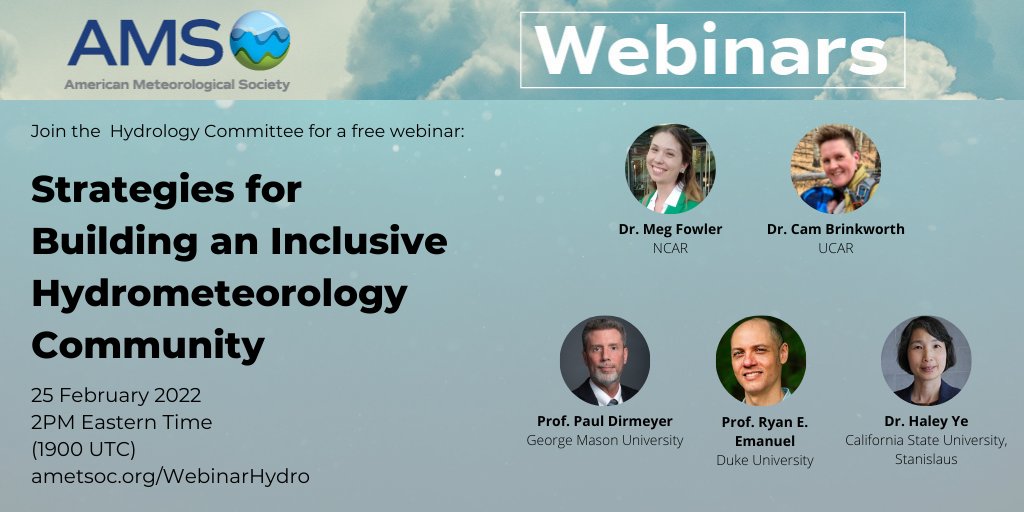 WEBINAR ALERT!

We have another excellent webinar scheduled for Feb. 25th at 2pm EST. This discussion will focus on actionable items you can take to your workplace to make it more inclusive. Join us by registering at this link: register.gotowebinar.com/register/86776… 
#DEI #hydrology #wxtwitter