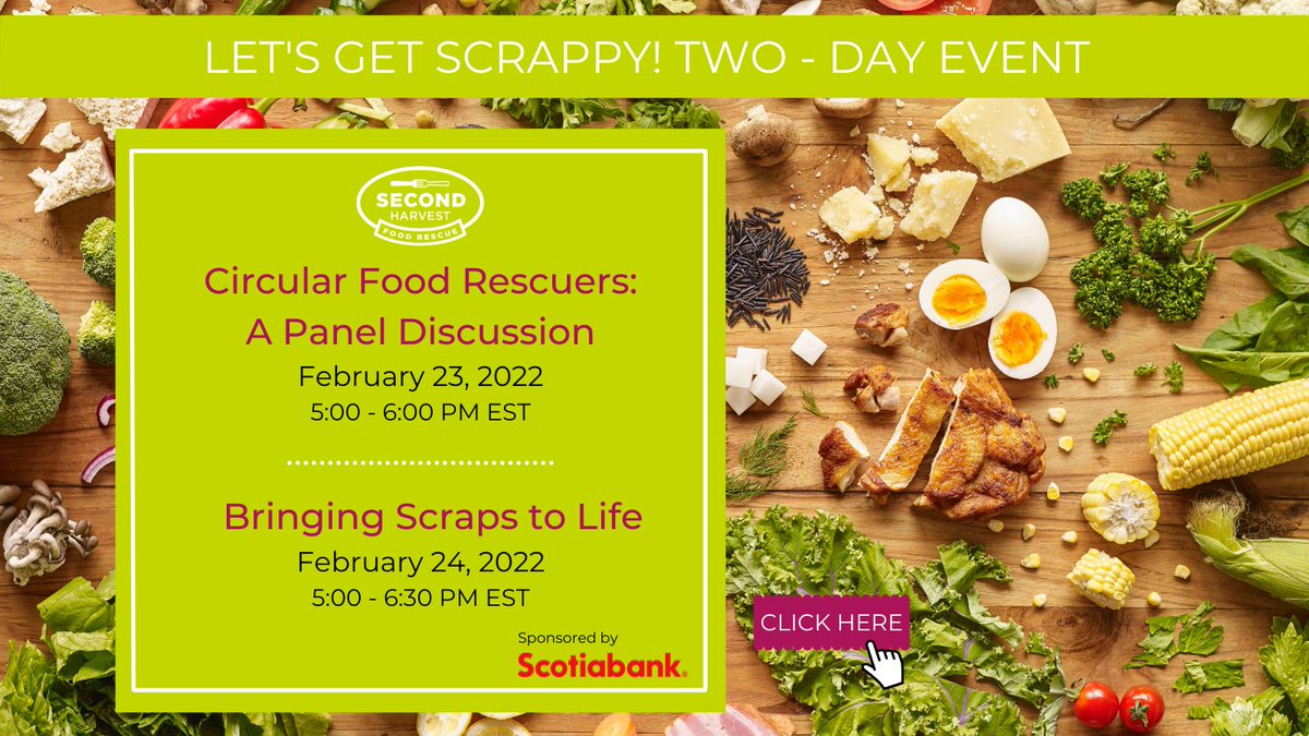 Let’s Get Scrappy! On February 23 &amp; 24, join us for a *free* two-day series with special guests that have have mastered the art of using food to its greatest potential and ensuring as little waste as possible. 
→ For tickets and info: bit.ly/34ItzkQ