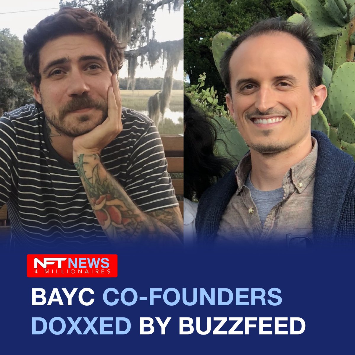 A Buzzfeed piece by Kate Notopoulos, was published on February 4th doxxed  the founders of BAYC, Greg Solano (age 32) and Wylie Aronow (age 35), who  went by the pseudonyms 