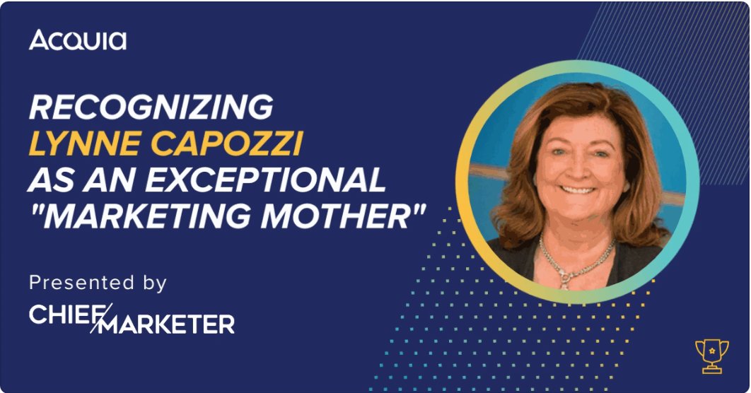 acquia's tweet photo. Congratulations to our CMO Lynne Capozzi on winning the #MarketLikeAMother award! It's well-deserved - and might even call for a little car karaoke. https://t.co/LVN53XFXXb