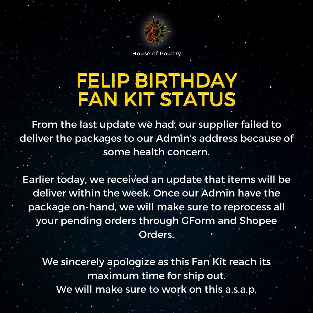 casa_sinag's tweet photo. [ #FELIPBirthdayFanKit UPDATE ]

we are working on this on high priority.
apologies for the delay. https://t.co/XIwstroogZ