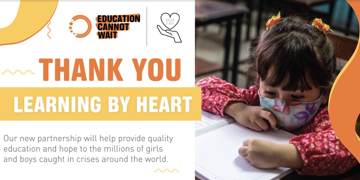EduCannotWait's tweet photo. #LearningByHeart, a #UK-based campaign, has committed to donating 50% of its proceeds to #ECW so that crisis-affected children & youth across the world can access safe, inclusive quality #education!
Learn about @LearningBy2020's inspiring mission: https://t.co/hQmjLtiD0F https://t.co/QdJmYcgj5T