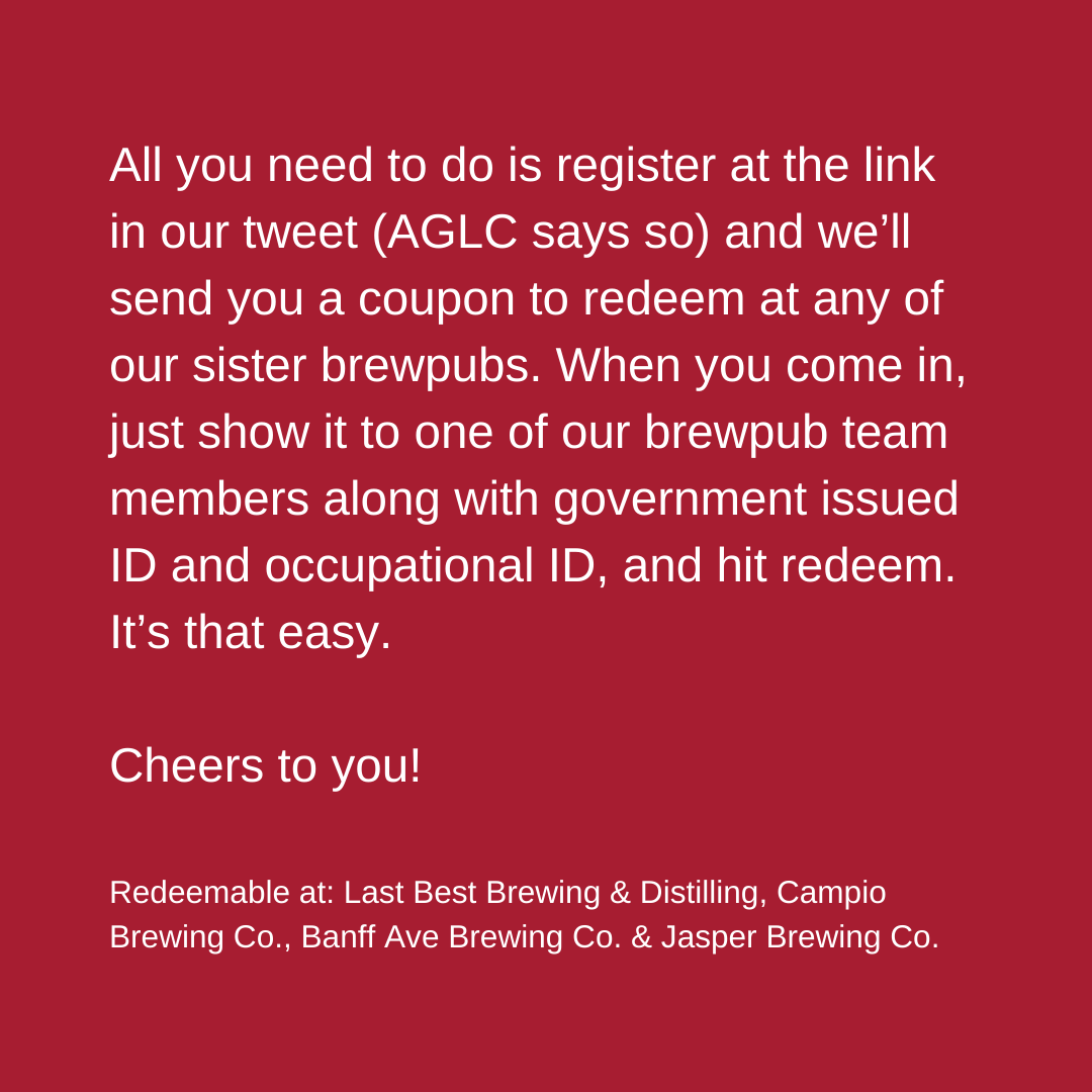 campiobrewing's tweet photo. If you’re a healthcare worker or first responder, we have a 6-pack of Albertosourus for you! It’s been a tough start to 2022, so we want to give our thanks for your dedication to keeping our communities safe the best way we know how – with beer. https://t.co/WsqoSf1TTk https://t.co/Sb5PeFCiqZ